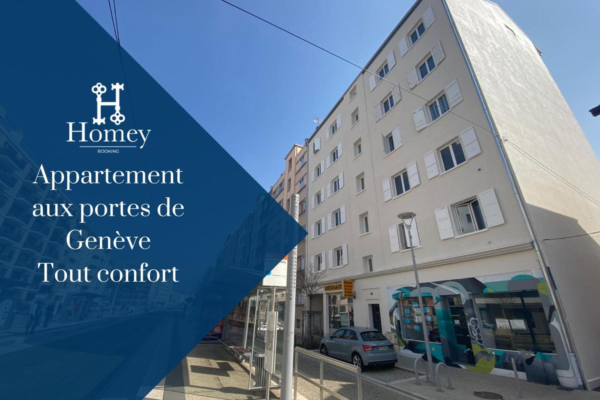 Homey Keola - Parking Prive Gratuit - Aux Portes De Geneve - Au Pied Du Tram - Appartement Avec 1 Chambre Et Un Grand Salon Avec Un Canape-Lit Ambilly Kültér fotó